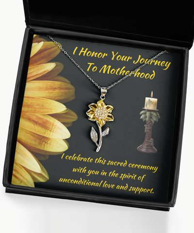 Sunflower Necklace Blessingway Gift For Expectant Woman, Pregnant Lady Jewelry Present, Navajo Mother's Blessing Ceremony Pendant