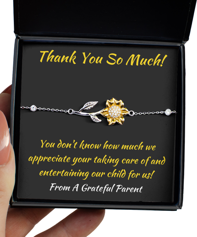 Sunflower Bracelet Thank You Gift For Playgroup Leader, Child Care Supervisor Appreciation Present, Play Group Principal Jewelry