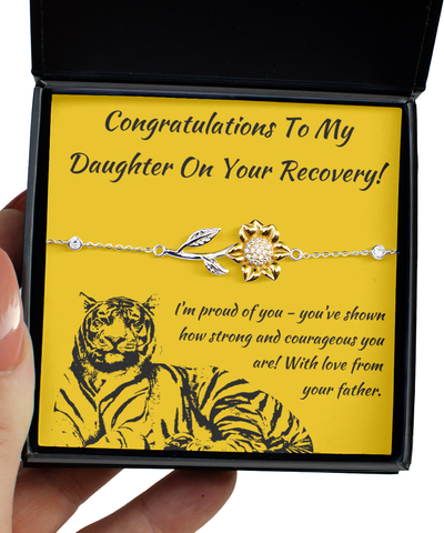 Sunflower Bracelet Recovery Congratulations Gift For Daughter From Father After Rehab, Rehabilitation Congrats Jewelry From Dad