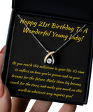 Wishbone Necklace 21st Birthday Gift For Her, Young Lady Twentyfirst Gift, Daughter 21st Pendant, Niece 21st Jewelry, Granddaughter 21st