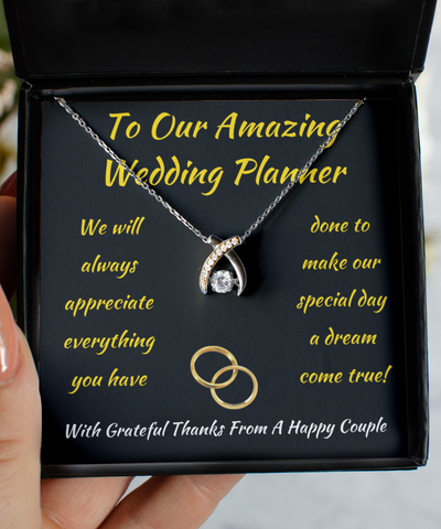 Wishbone Necklace, Thank You Gift For Wedding Planner, From Happy Couple, Bride And Groom, Organizer, Consultant, Coordinator, Designer
