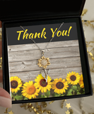 Sunflower Necklace Thank You Gift For Women, Pendant Present, Thanks For Being There, Gratitude, Appreciation, Gratefulness, Acknowledgement