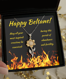 Sunflower Necklace Beltane Gift, May Day Pendant, Walpurgisnacht, Floralia, Calan Mai, Beltaine, Beltain, Wiccan Jewelry