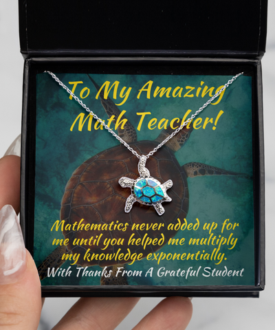 Blue Fire Opal Turtle Math Teacher Gift, Thank You, Mathematics Tutor Present, Maths Schoolteacher, Arithmetic Educator Thanks