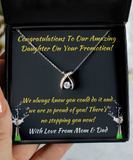 Wishbone Necklace Congratulations On Your Promotion Gift To Daughter From Parents, Present From Mom And Dad, Well Done Pendant Jewelry