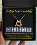 Love Dancing Necklace 60th Birthday Gift For Her, Grandmother Sixtieth Gift, Daughter 60th Pendant, Niece 60th Jewelry, Mother 60th Jewelry