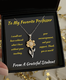 Sunflower Necklace Professor Appreciation Gift From Student, Tenured Professor Gift, Gift For Professor, Student Thank You Gift To Prof