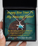 Blue Fire Opal Turtle Necklace Happy New Year To Sister From Brother, Good Luck Pendant From Bro, New Year's Jewelry, New Years Gift For Sis