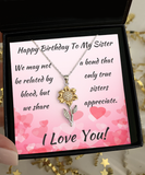 Sunflower Necklace Birthday Gift To Unbiological Sister From Unbiological Sister, Nonbiological Sister Happy Birthday Pendant Jewelry
