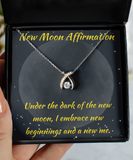 Wishbone Necklace New Moon Beginnings Gift, New Moon Necklace, New Beginnings Affirmation, New Me, Wiccan Jewelry