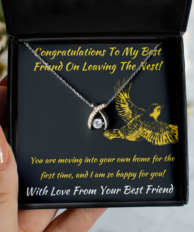 Wishbone Necklace First Home Gift For Best Friend From Best Friend, Leaving The Nest Pendant, Love From Your Best Friend, BFF To BFF Jewelry