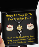 Sunflower Necklace Grandma Birthday Present, Grandmother Birthday Present, Happy Birthday Granny From Grandson, Grandson To Grandmother