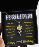 Sunflower Necklace 70th Birthday Gifts For Her, Woman Seventieth Gift, Daughter 70th Pendant, Niece 70th Jewelry, Granddaughter 70th, Mom 70th