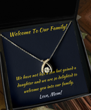 Wishbone Necklace Welcome To The Family Wedding Day Gift From Mother Of The Groom To Her Daughter-In-Law, MIL To DIL Jewelry, Bride Pendant