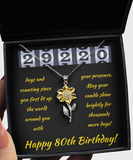 Sunflower Necklace 80th Birthday Gifts For Her, Friend Eightieth, Daughter 80th Pendant, Niece 80th Jewelry, Granddaughter 80th, Mom 80th