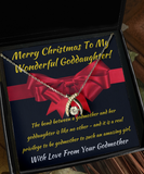 Wishbone Necklace Merry Christmas Gift To Goddaughter From Godmother, Goddaughter Xmas Jewelry, Godmother To Goddaughter Pendant Present
