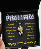 Sunflower Necklace 90th Birthday Gifts For Her, Friend Ninetieth, Daughter 90th Pendant, Niece 90th Jewelry, Granddaughter 90th, Mom 90th