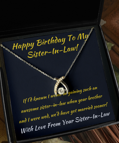 Wishbone Necklace Happy Birthday To Sister In Law Gift SIL Gift