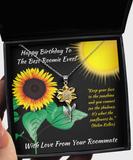 Sunflower Necklace Happy Birthday Gift To Roomie, Gifts For Best Roommate, Helen Keller Quote, Keep Your Face To The Sunshine...
