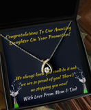 Wishbone Necklace Congratulations On Your Promotion Gift To Daughter From Parents, Present From Mom And Dad, Well Done Pendant Jewelry